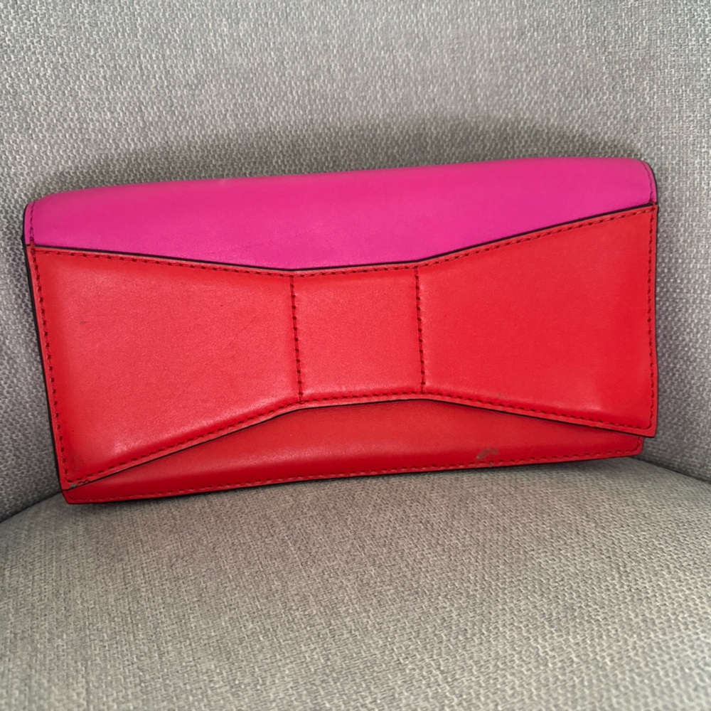 Pink and Red Kate Spade Envelope Clutch